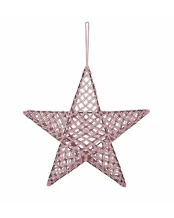 Lampada Stella Macramè 50 x 50 cm - Rosa Antico - Cotone e Metallo