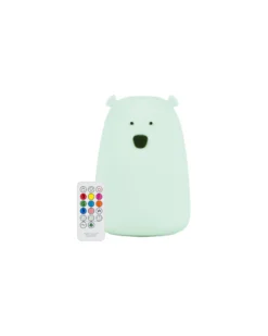 Luce da Notte Orsetto in Morbido Silicone - Verde Chiaro - Con Telecomando