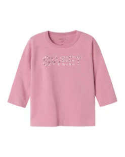 Maglia a Maniche Lunghe con Stampa Frontale 'Sweet' - Malva - Cotone Biologico e Trattamento Eco