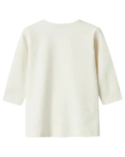 Maglia a Maniche Lunghe con Stampa Frontale - Bianco - Cotone Biologico