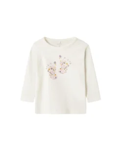 Maglia Maniche Lunghe - Panna - Fiori - Cotone Bio