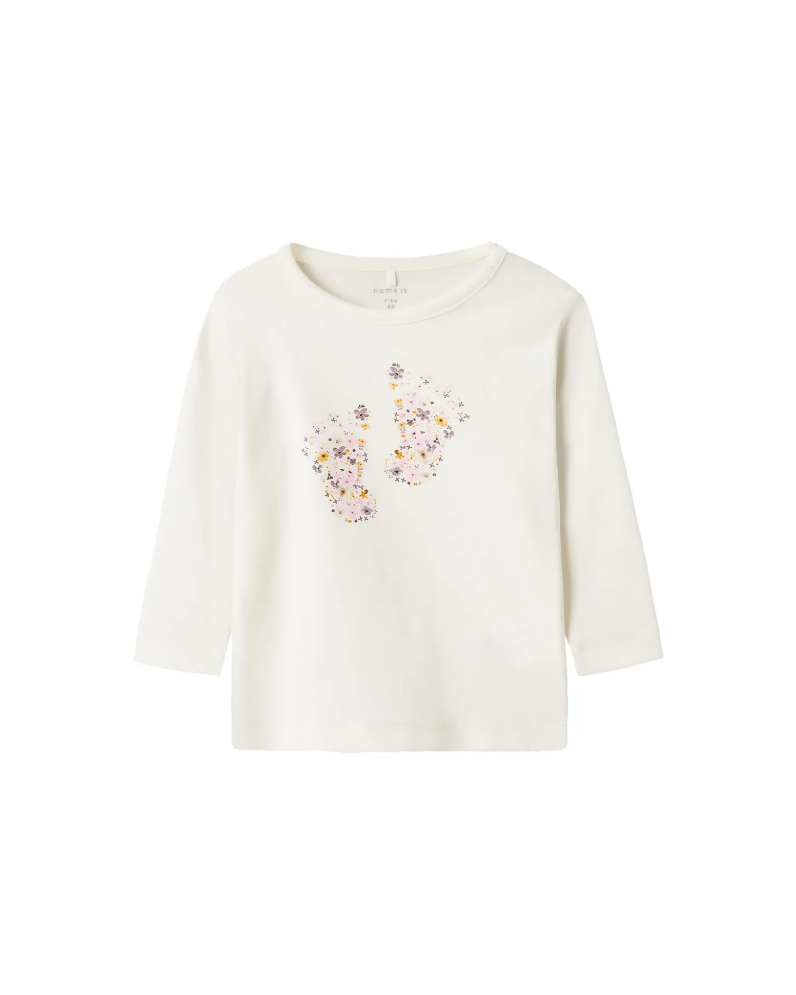 Maglia Maniche Lunghe - Panna - Fiori - Cotone Bio