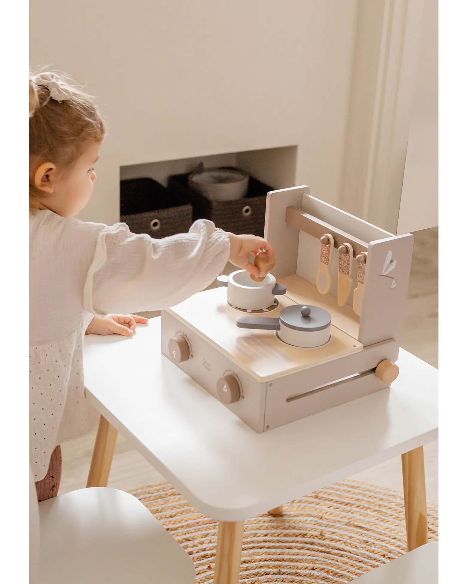 Mini Cucina Pieghevole in Legno FSC - Beige - 36+ m