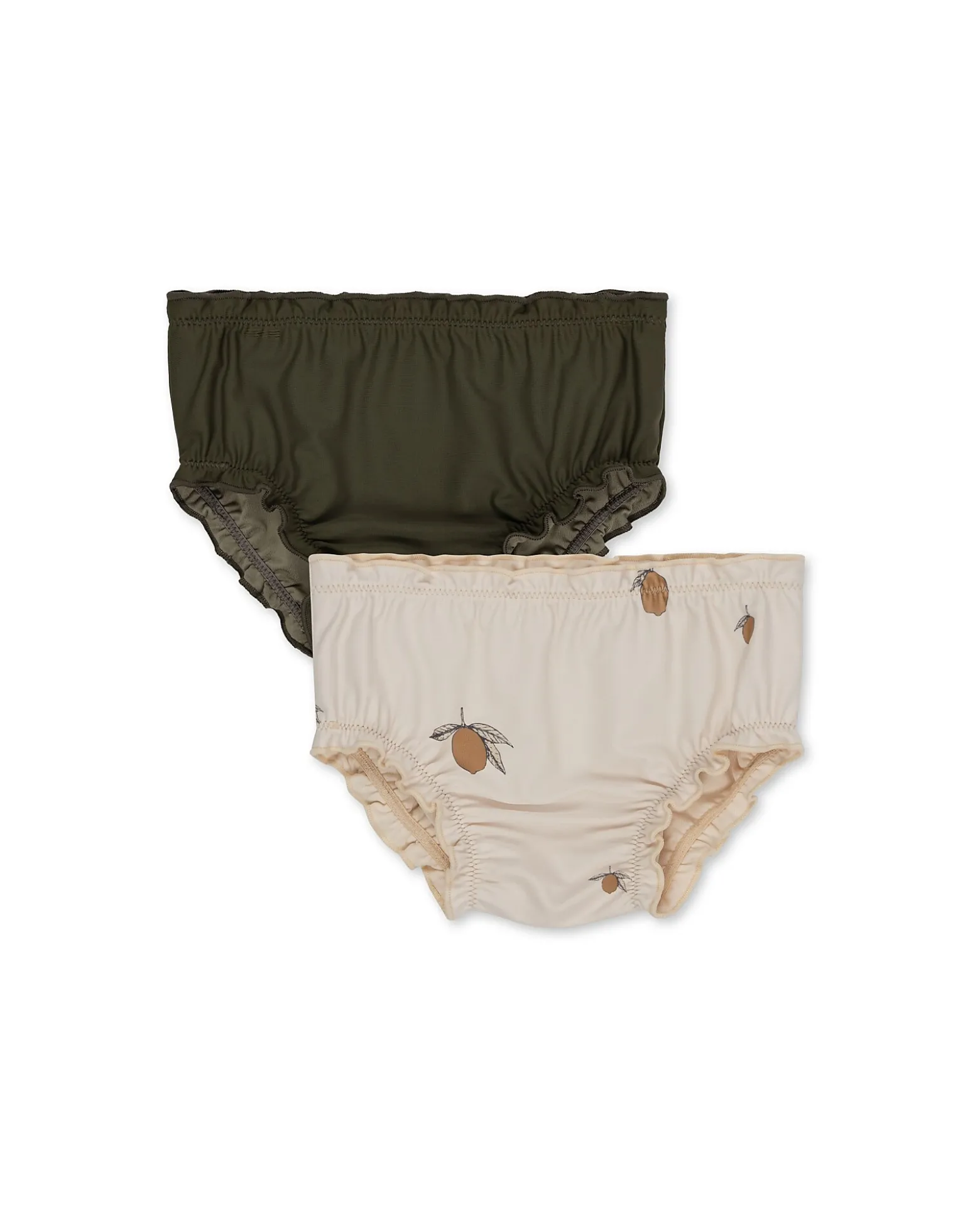 Pacco 2 Mutandine Costume Bambina Collette - Limoni - Beige/Verde Scuro con Fiori - UPV 50+
