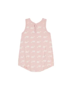 Pagliaccetto Senza Maniche - Rosa - Balene Bianche - 100% Cotone Organico