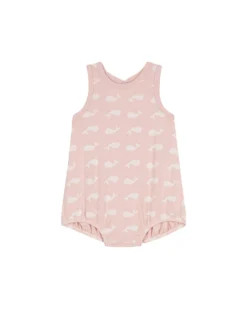 Pagliaccetto Senza Maniche - Rosa - Balene Bianche - 100% Cotone Organico