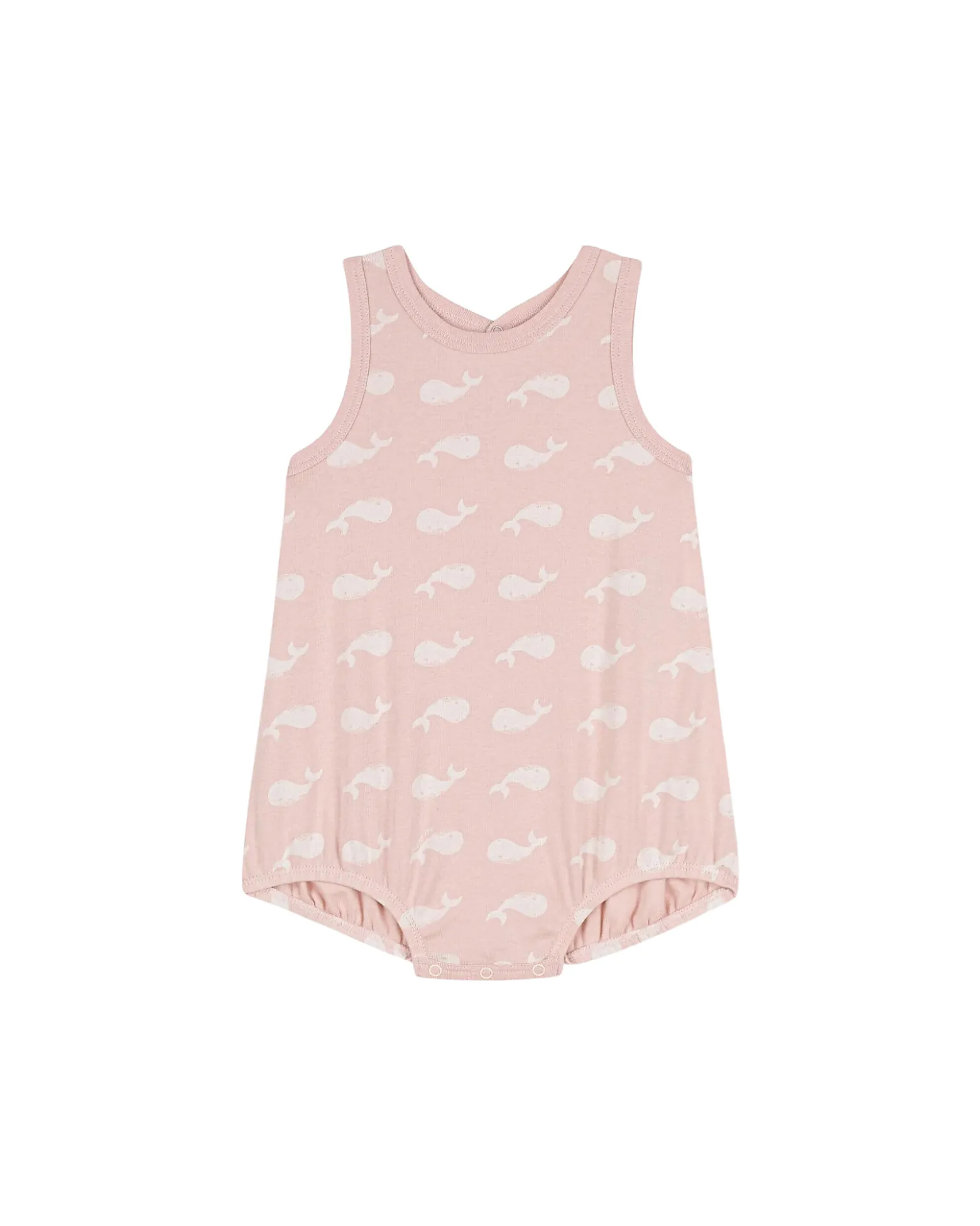 Pagliaccetto Senza Maniche - Rosa - Balene Bianche - 100% Cotone Organico
