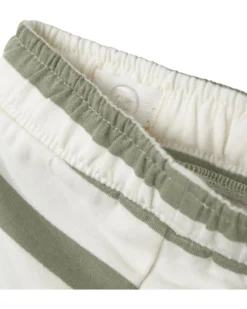 Pantaloni in Tuta - Righe - Verde Tè e Bianco - Cotone Bio