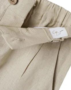 Pantaloni Lunghi Regular Fit in Lino - Beige - Vita Regolabile
