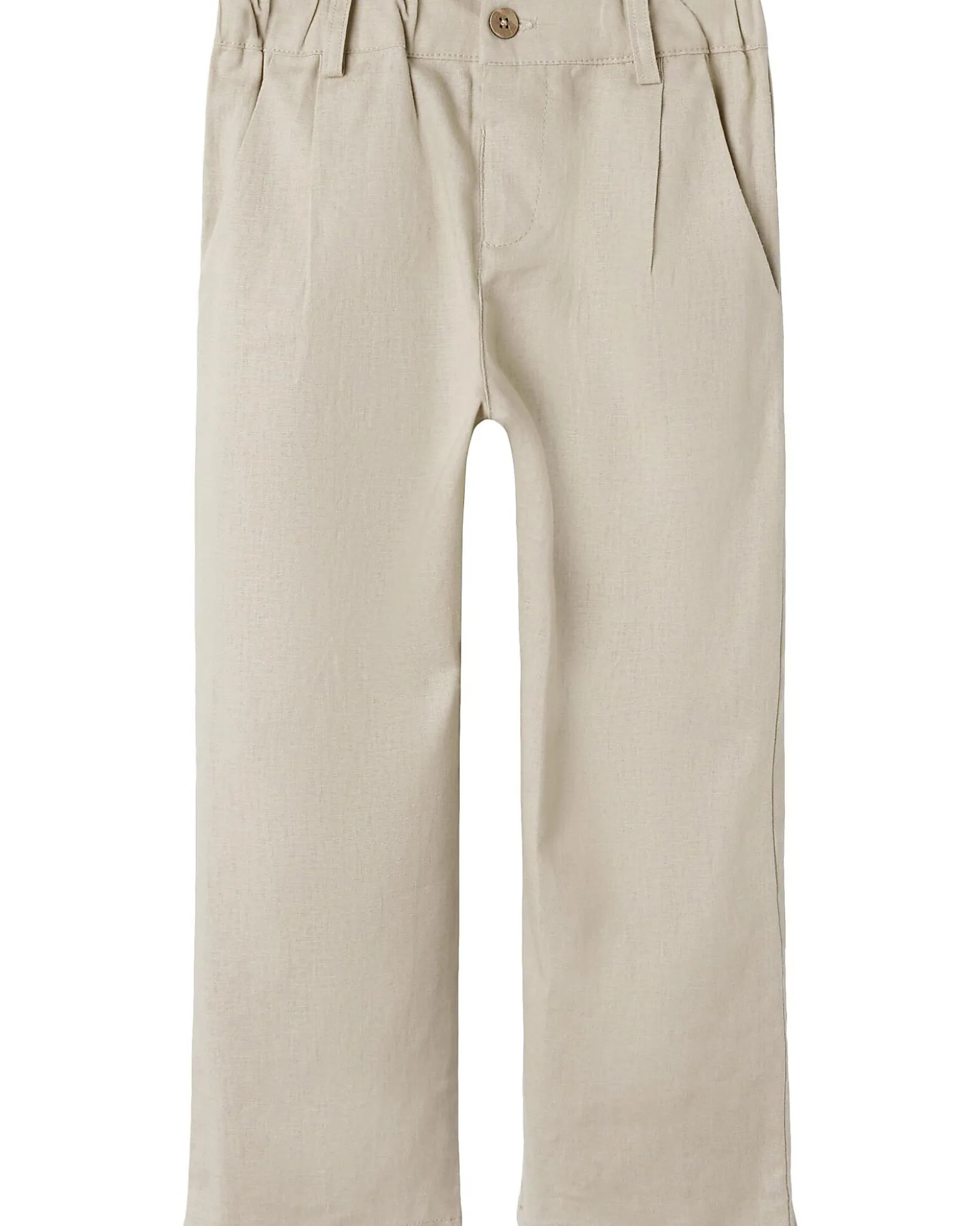 Pantaloni Lunghi Regular Fit in Lino - Beige - Vita Regolabile