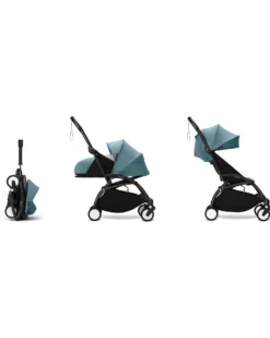 Passeggino Duo YOYO3 Aqua - Telaio Nero - Seduta 6+ e Kit Neonati 0+