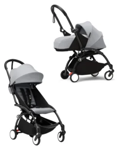 Passeggino Duo YOYO3 Grigio - Telaio Nero - Seduta 6+ e Kit Neonati 0+