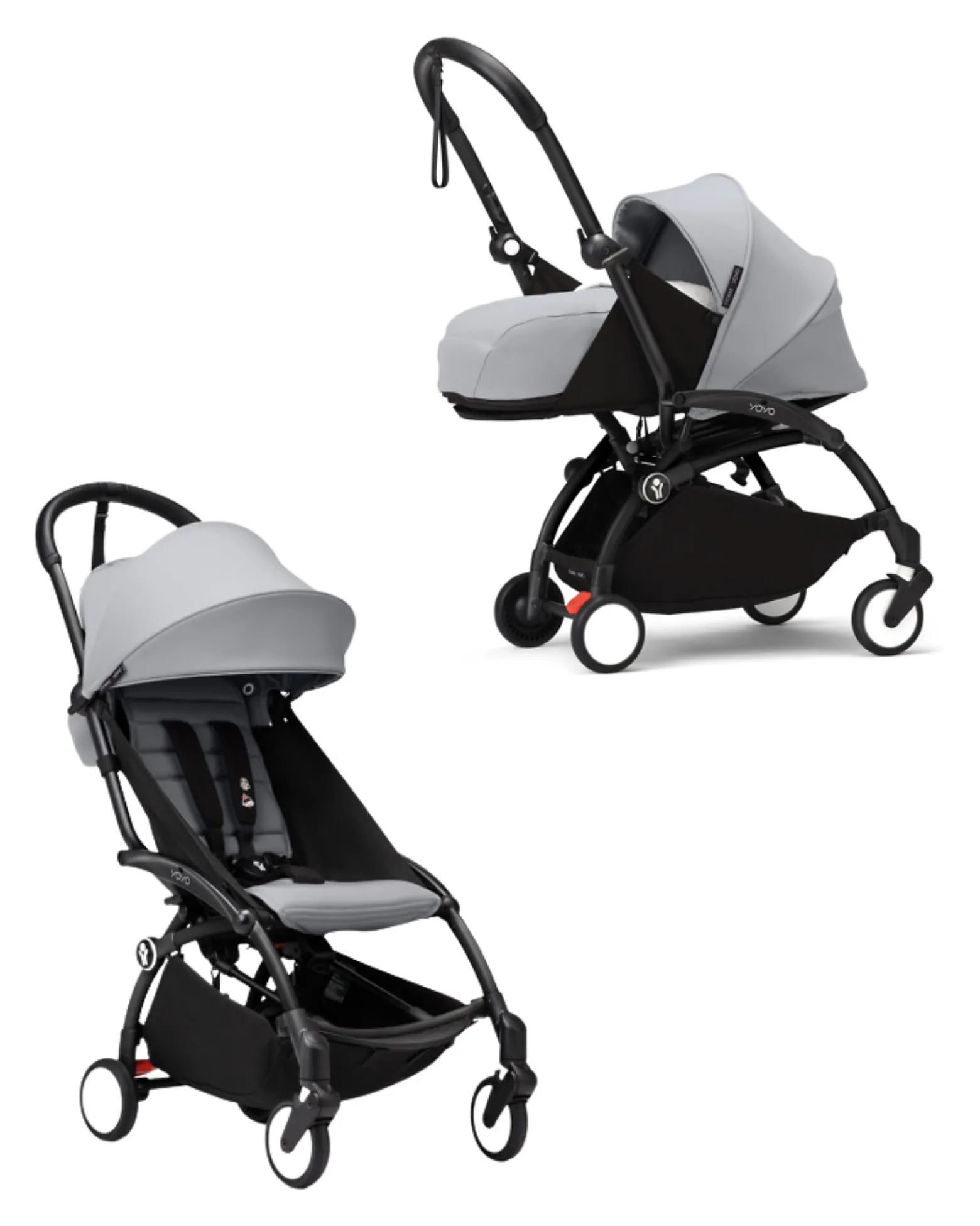 Passeggino Duo YOYO3 Grigio - Telaio Nero - Seduta 6+ e Kit Neonati 0+