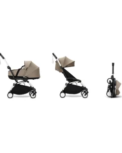Passeggino Duo YOYO3 Taupe - Telaio Bianco + Navicella 0+ e Seduta 6+