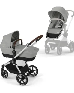 Passeggino EOS Lux 2-in-1 con Attacchi Intercambiabili: da Navicella a Seduta - Argento Stone Grey - dalla Nascita ai 4 Anni!