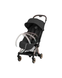 Passeggino 2 in 1 Coya con Navicella - Sepia Black - Tela io Rosegold - dalla Nascita ai 4 anni