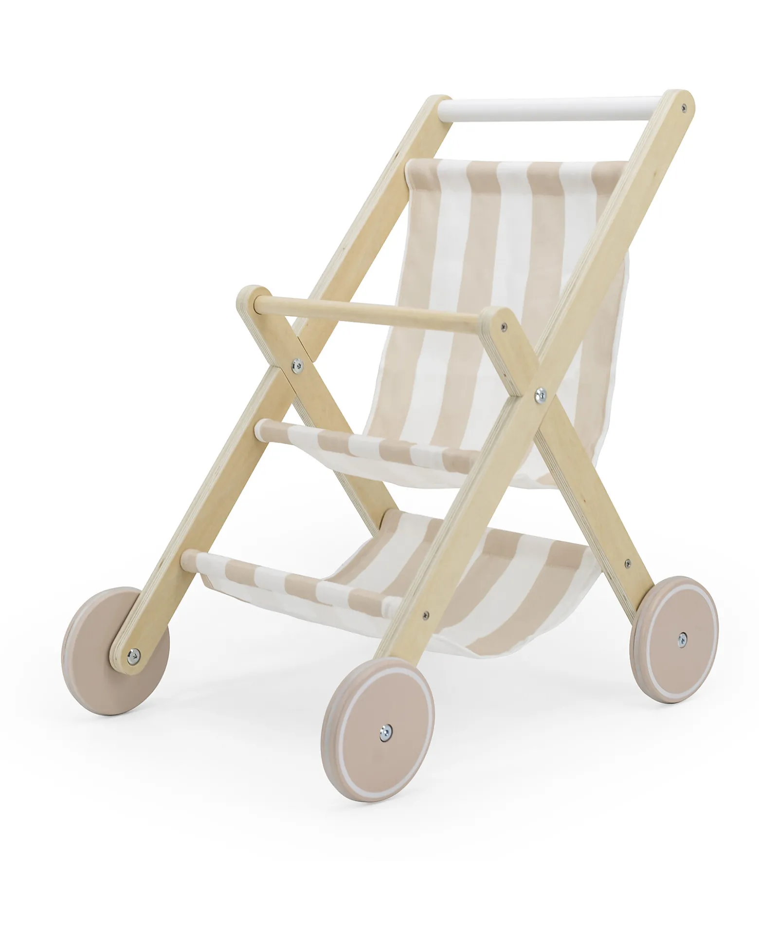 Passeggino per Bambole in Legno - Bianco e Rosa - 18+ m