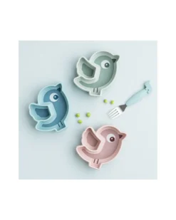 Piatto a Scomparti - Silicone Alimentare - Stick&Stay - Birdee - Cipria