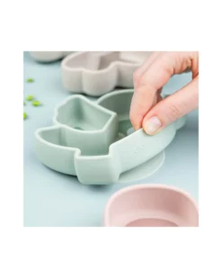 Piatto a Scomparti - Silicone Alimentare - Stick&Stay - Birdee - Cipria