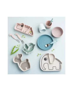 Piatto a Scomparti - Silicone Alimentare - Stick&Stay - Birdee - Blu