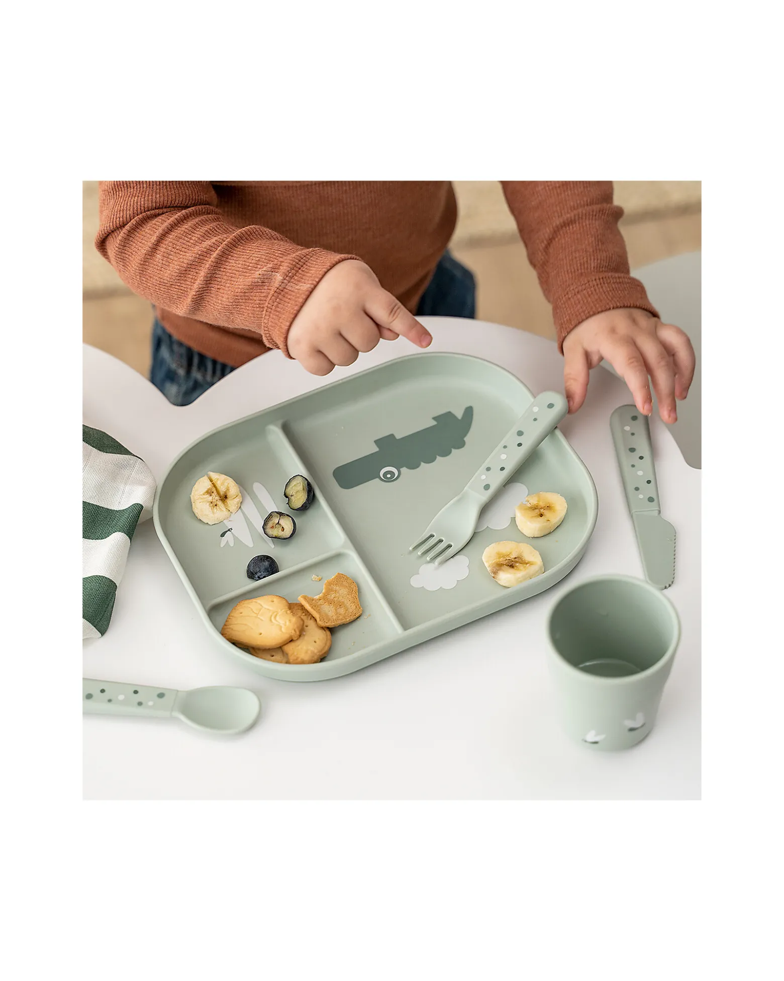 Piatto con Scomparti Foodie - Croco Verde - 100% PP Alimentare