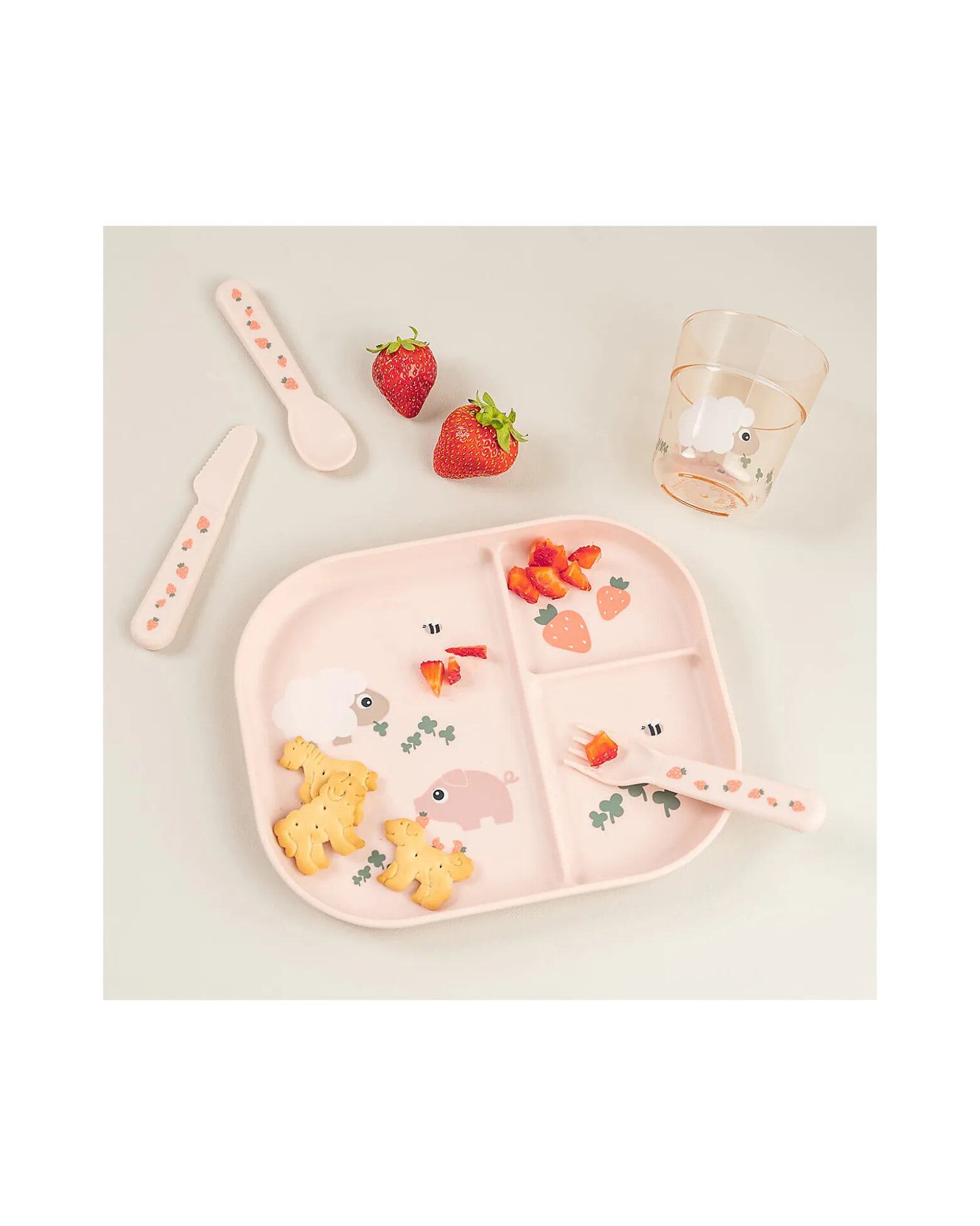 Piatto con Scomparti Tiny Farm - Cipria - 100% PP Alimentare