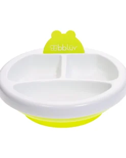 Piatto Riscaldante Anti-Scivolo Platö - Bianco e Lime - Con 3 Scomparti