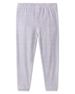 Pigiama a Righe con Polsini - Bianco e Grigio - Cotone GOTS