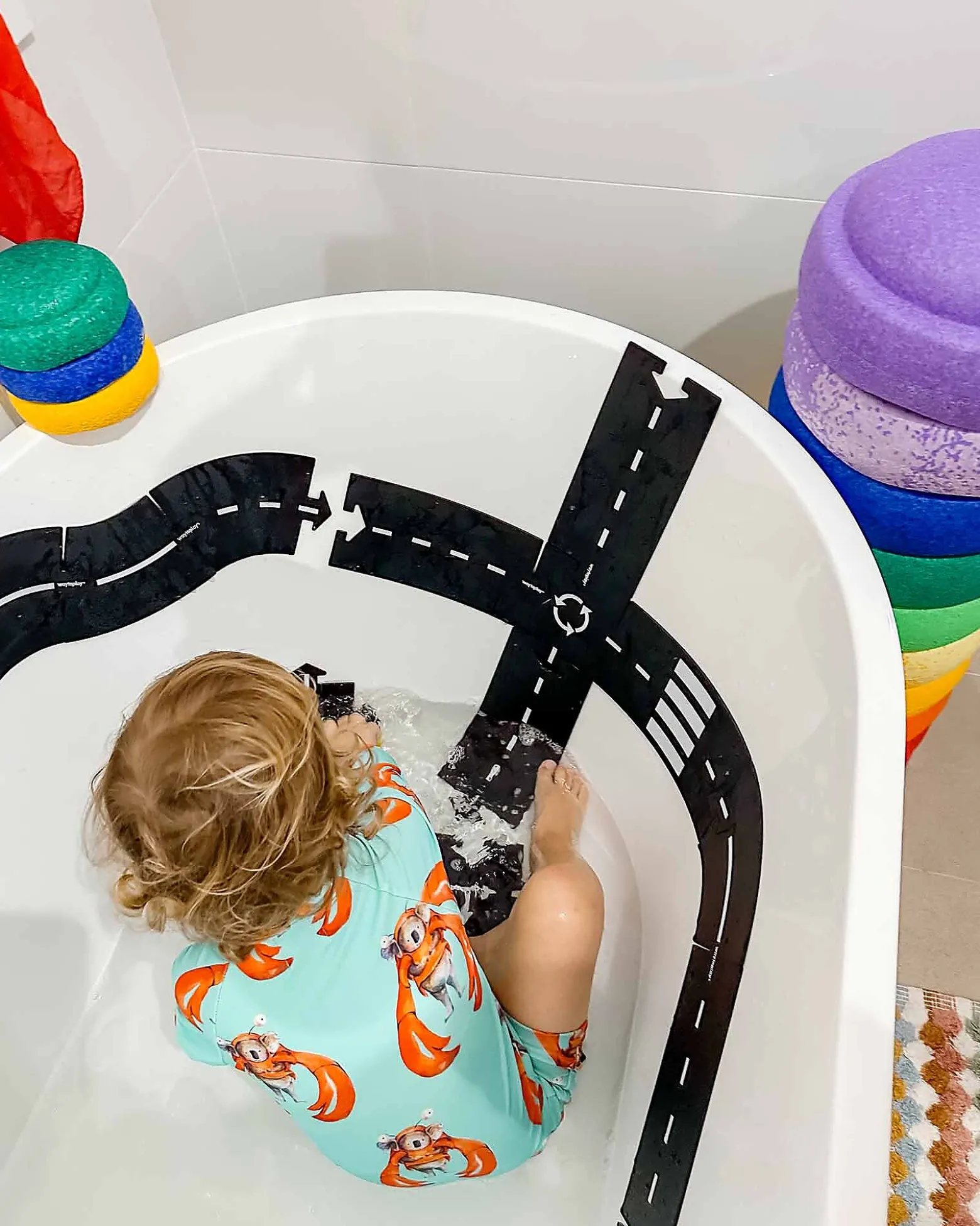 Pista flessibile per Macchinine Waytoplay, 40 pezzi - Si adatta a tutte le superfici!
