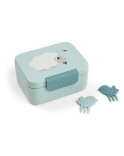 Portapranzo con Divisorio - Tiny Farm - Blu - 13 x 11 x 6 cm - 100% PP Alimentare