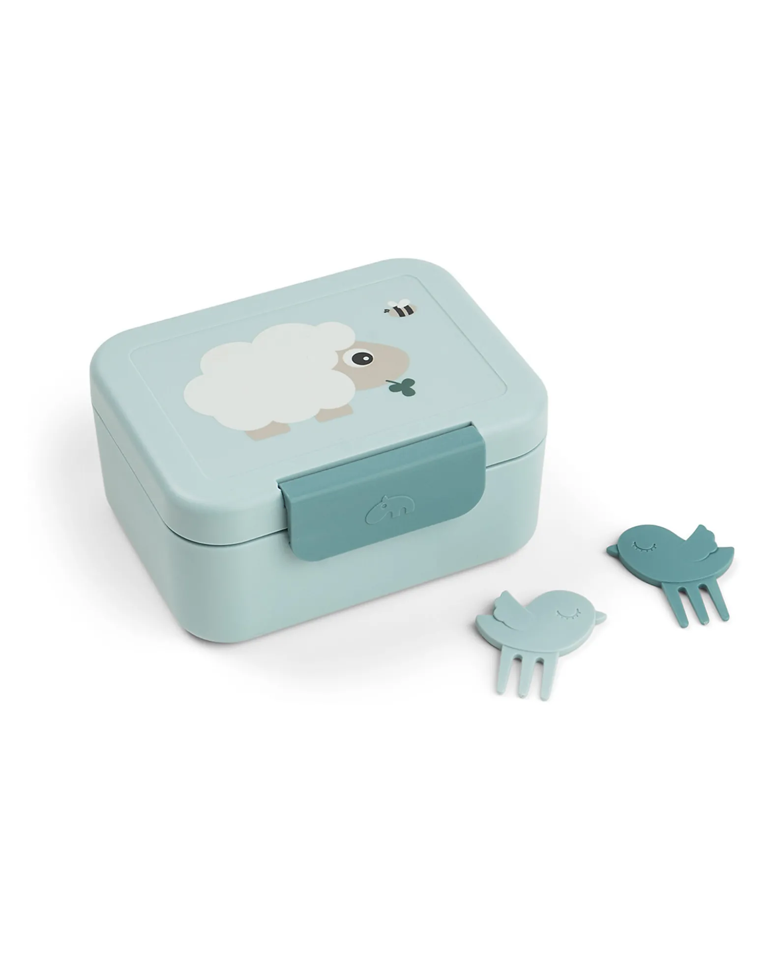 Portapranzo con Divisorio - Tiny Farm - Blu - 13 x 11 x 6 cm - 100% PP Alimentare