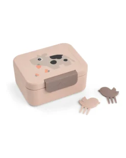 Portapranzo con Divisorio - Tiny Farm - Cipria - 13 x 11 x 6 cm - 100% PP Alimentare