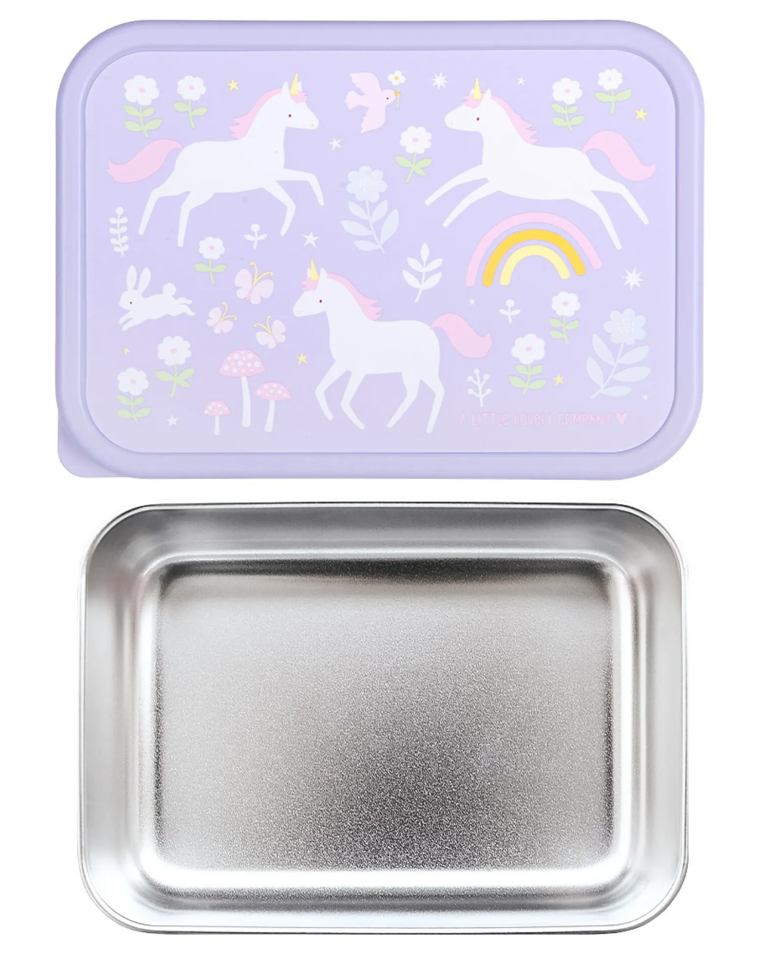 Porta Pranzo in Acciaio - Unicorni - 17.5 x 6 x 12.5 cm