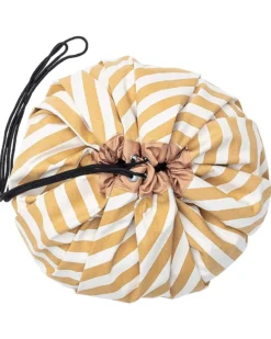 Sacco Portagiochi e Tappeto 2 in 1 Original cotone - Strisce senape