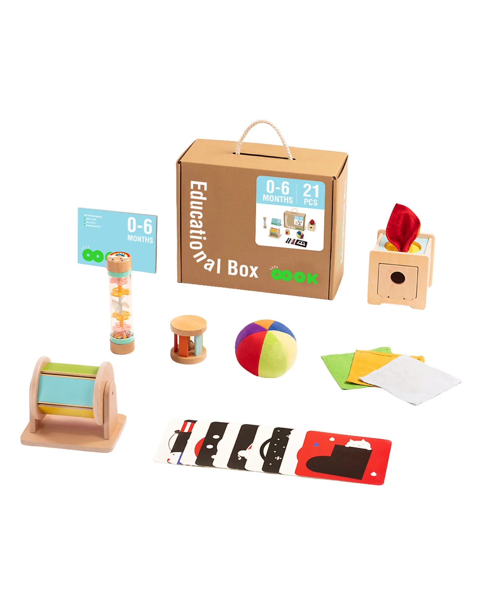 Scatola Educativa Multisensoriale - 21 Pezzi - 32,5 x 27 x 14 cm - 0+