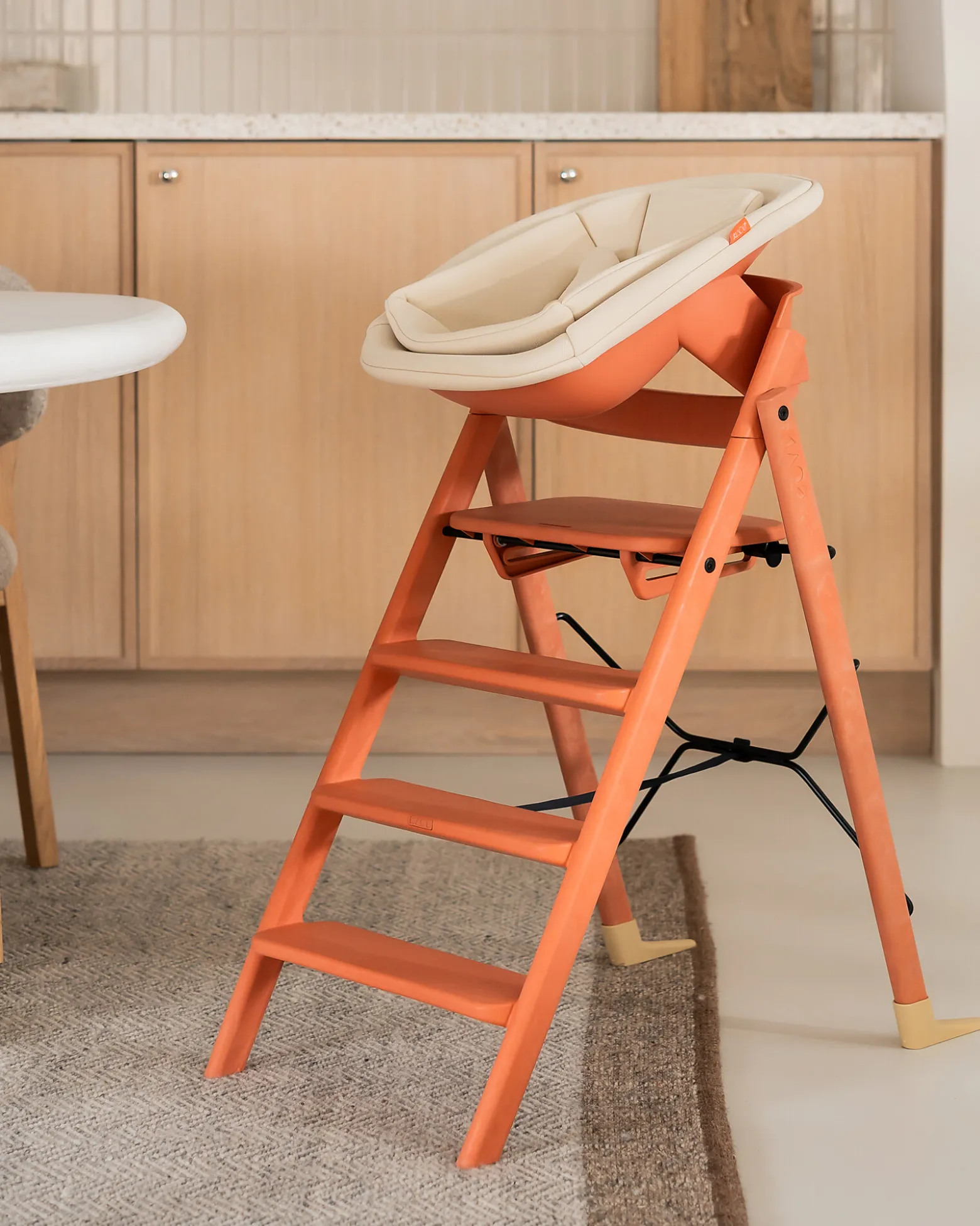 Sedia Evolutiva KLAPP + Sdraietta Neonato - Terracotta - 100% Materiali Riciclati