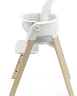 Sedia Evolutiva Steps con Baby Set Vassoio e Imbracatura - Bianco e Naturale - Dai 6 Mesi