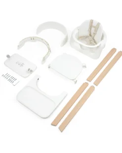 Sedia Evolutiva Steps con Baby Set Vassoio e Imbracatura - Bianco e Naturale - Dai 6 Mesi