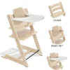 Sedia Evolutiva Tripp Trapp Naturale in Faggio + Baby Set + Vassoio Bianco - 6M+