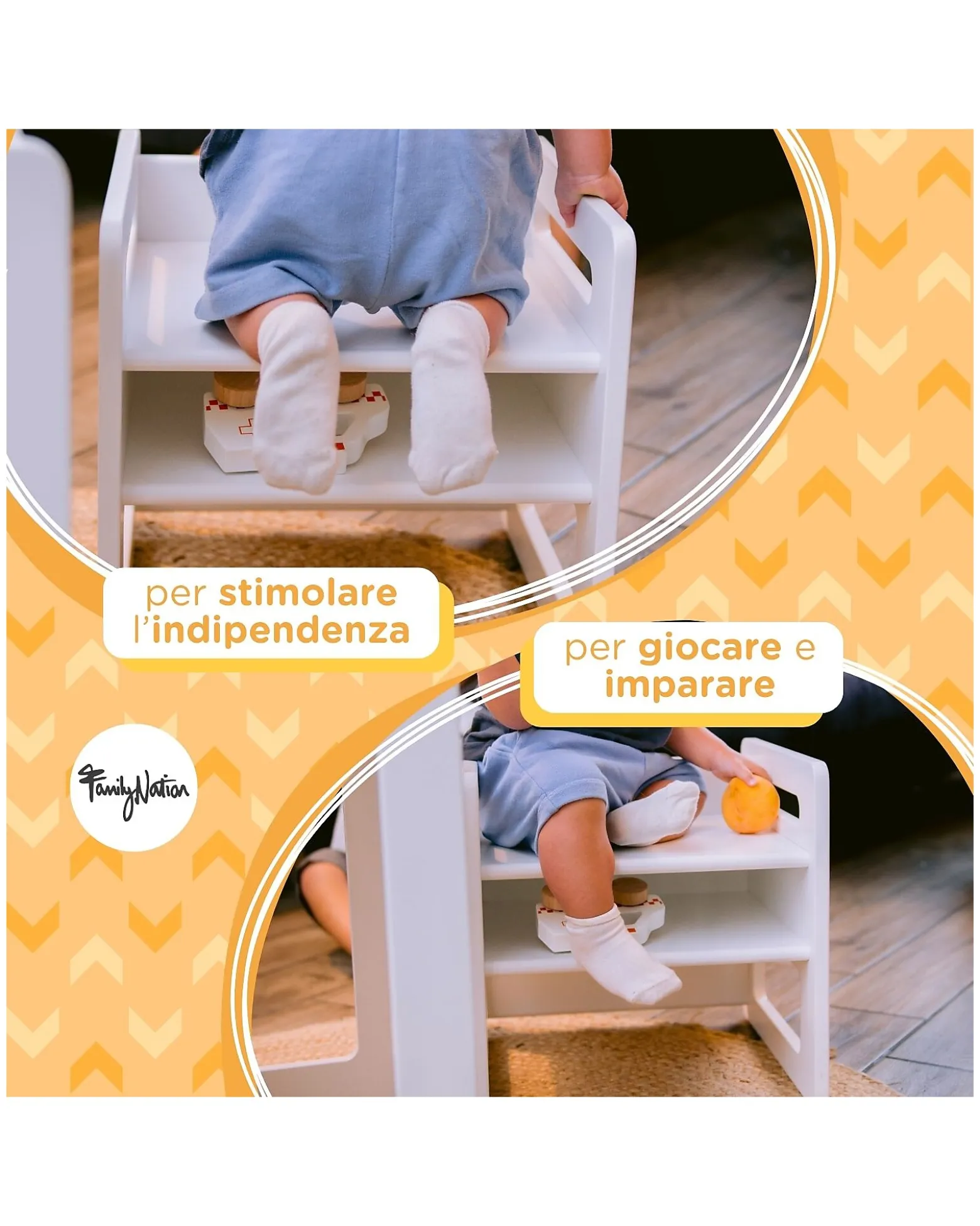 Sedia Montessori Evolutiva - Bianco - Cresce Con Il Tuo Bambino