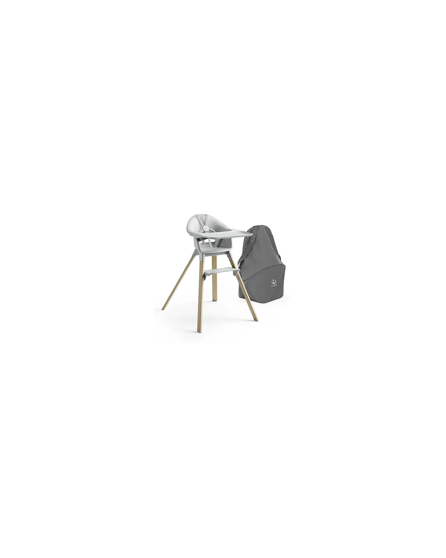Seggiolone Clikk - Cloud Grey - da 6 Mesi a 3 Anni - Legno Massiccio
