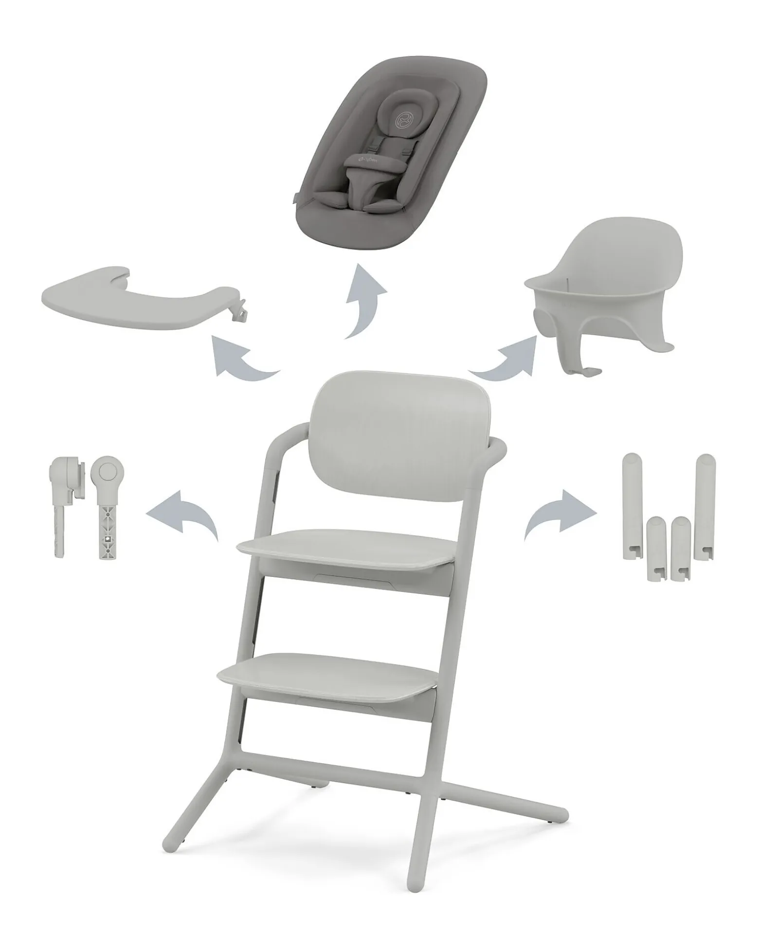 Seggiolone Evolutivo Lemo 4in1 - Suede Grey / Mid Grey