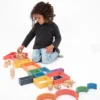 Set Architetto in Legno Massello di Faggio - Arcobaleno - 28 Pezzi - 12m+
