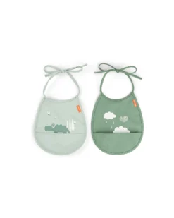 Set 2 Bavaglini Impermeabili - Croco - Verde - con Tasca