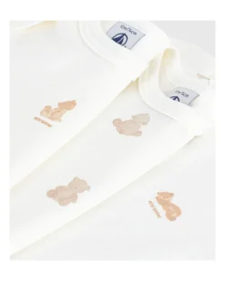 Set 3 Body a Maniche Corte - Bianco - Orsetti - 100% Cotone