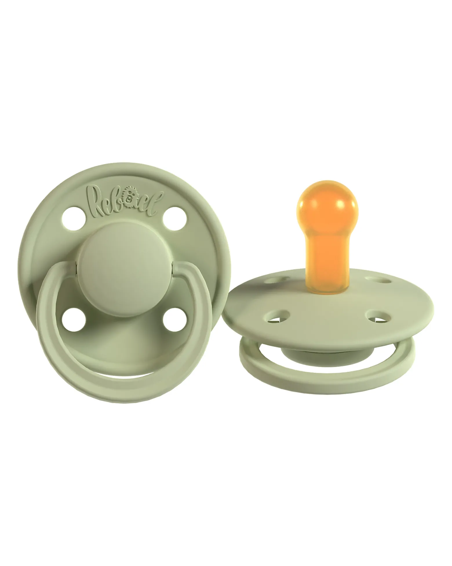 Set 2 Ciucci - Tettarella Ciliegia - in Gomma Naturale - Verde Chiaro e Mandorla - Ftto in Danimarca - Senza PBA, PVC e Flatati