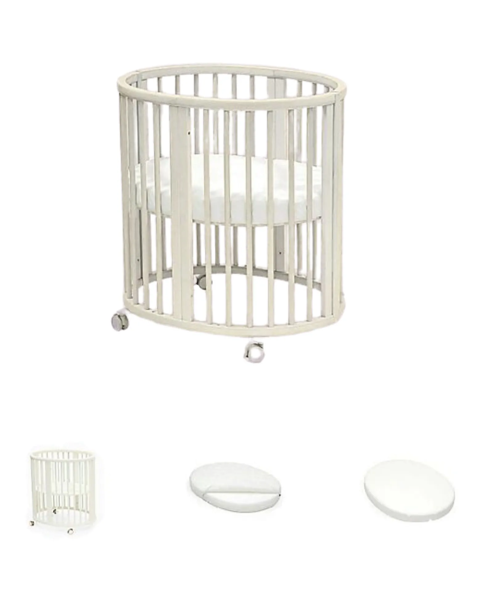 Set Completo Culla Sleepi Mini Bianca + Materassino + Lenzuolo Bianco