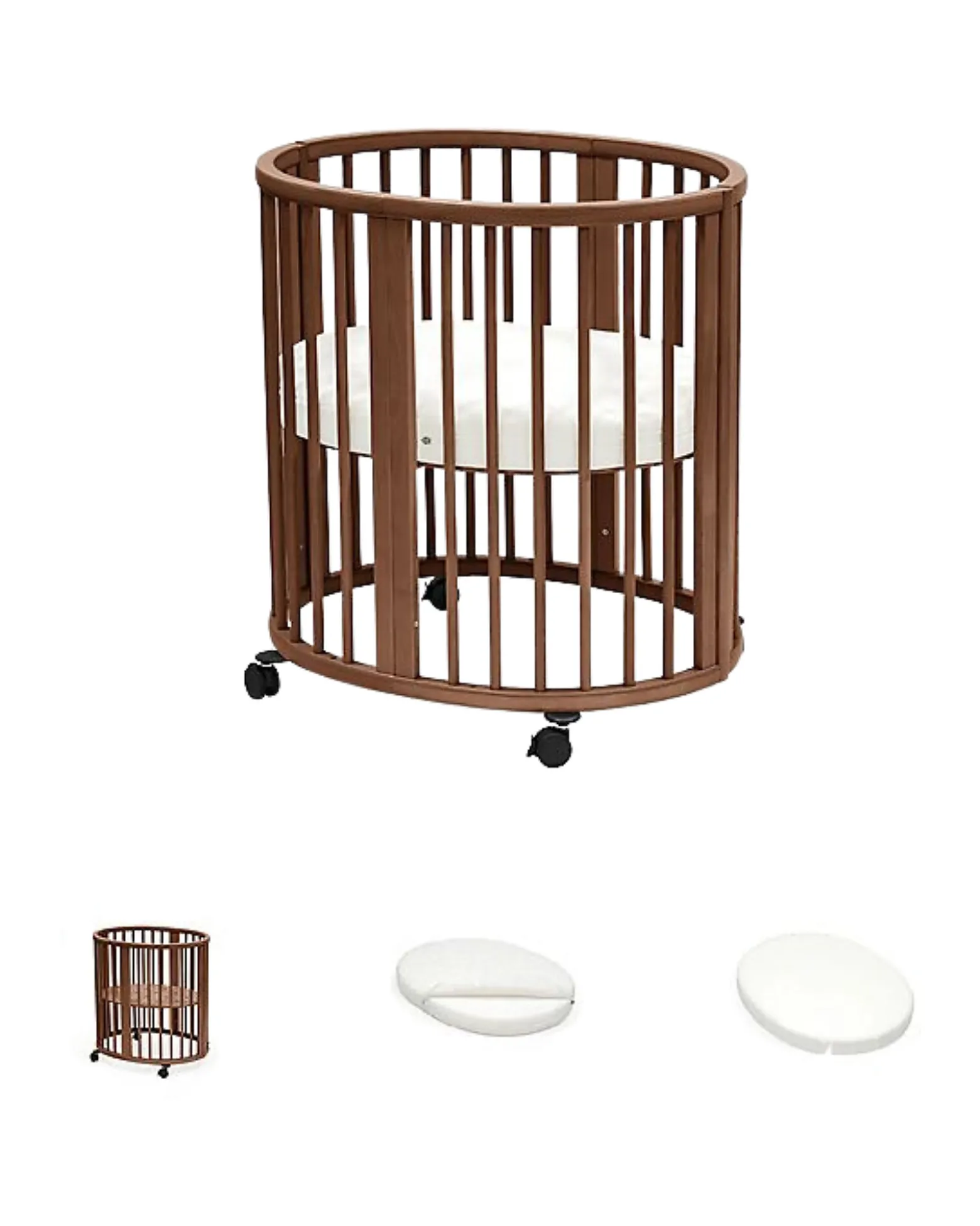 Set Completo Culla Sleepi Mini Marrone + Materassino + Lenzuolo Bianco