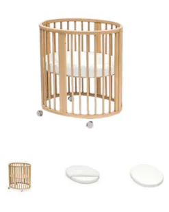 Set Completo Culla Sleepi Mini Natural + Materassino + Lenzuolo Bianco