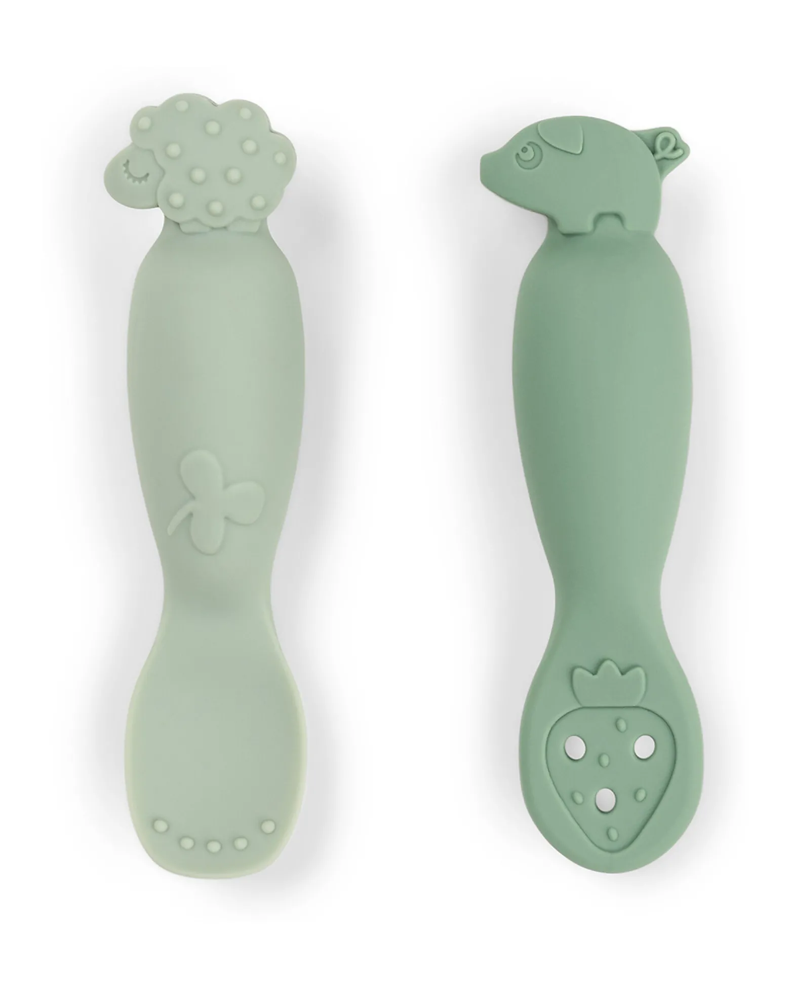 Set 2 Cucchiai da Apprendimento in Silicone - Tiny Farm - Verde